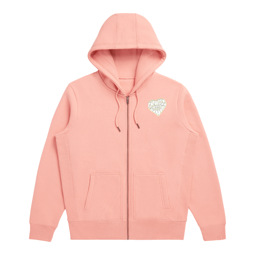 Salmon Zip Up Hoodie - Grey/Yellow Heart